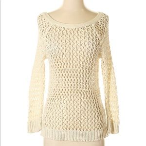 AEO loose knit ramie blend ivory pullover sweater